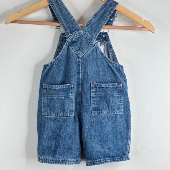 VTG 90s Thomas the Tank Train Engine Denim Overalls Embroidered 12M Blue Jean - Picture 4 of 9